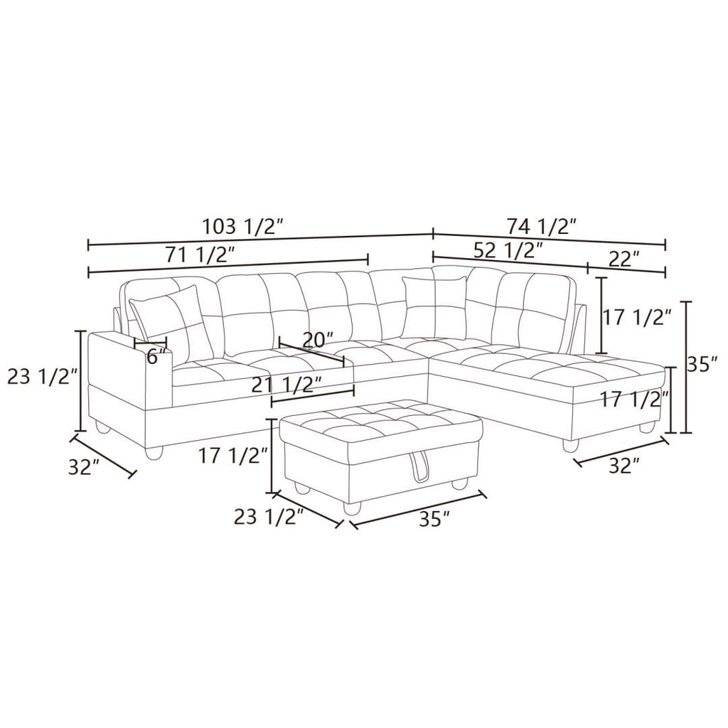 Stylish White L-Shaped Convertible Sectional Sofa for Small Spaces - Perfect for Modern Living Rooms