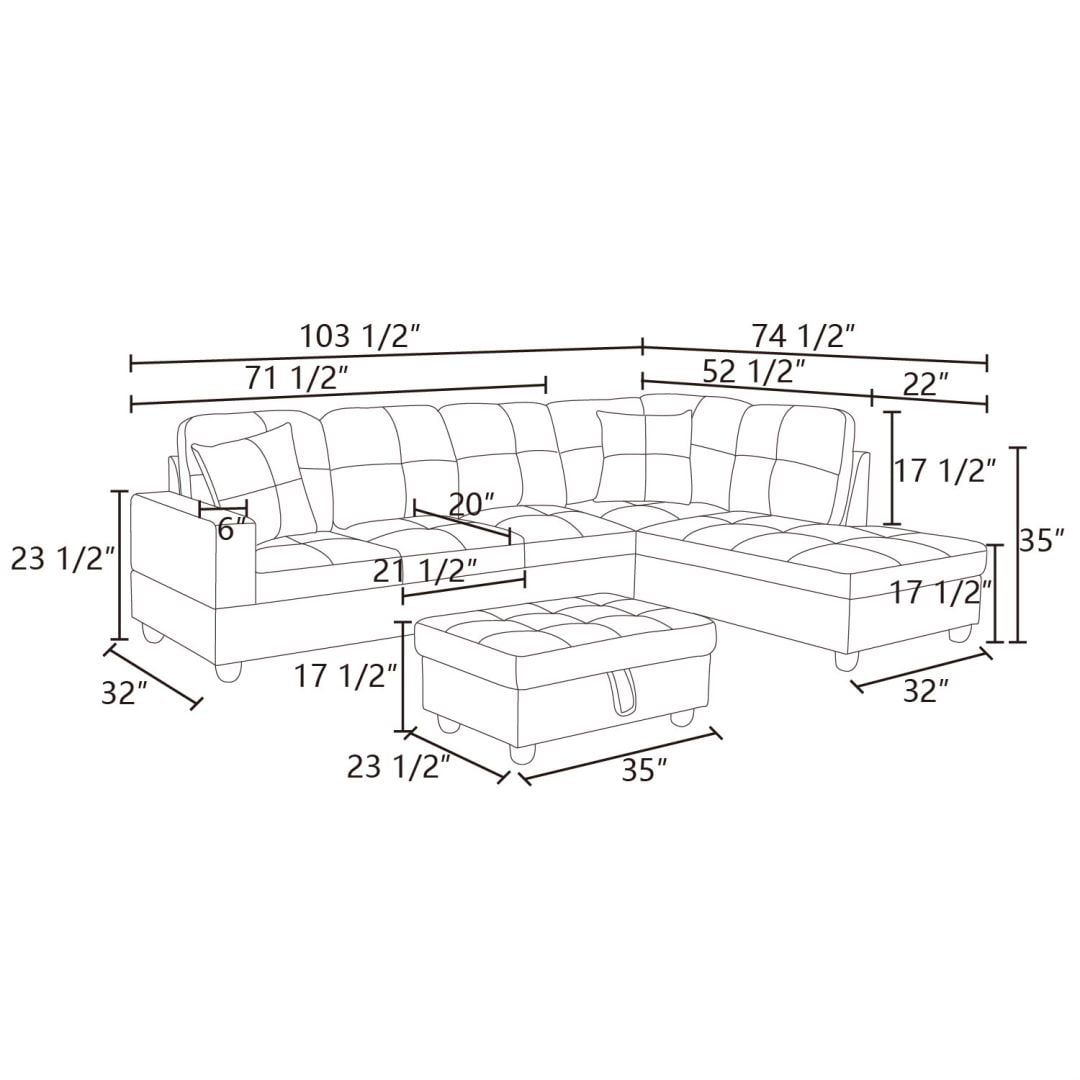 Stylish White L-Shaped Convertible Sectional Sofa for Small Spaces - Perfect for Modern Living Rooms