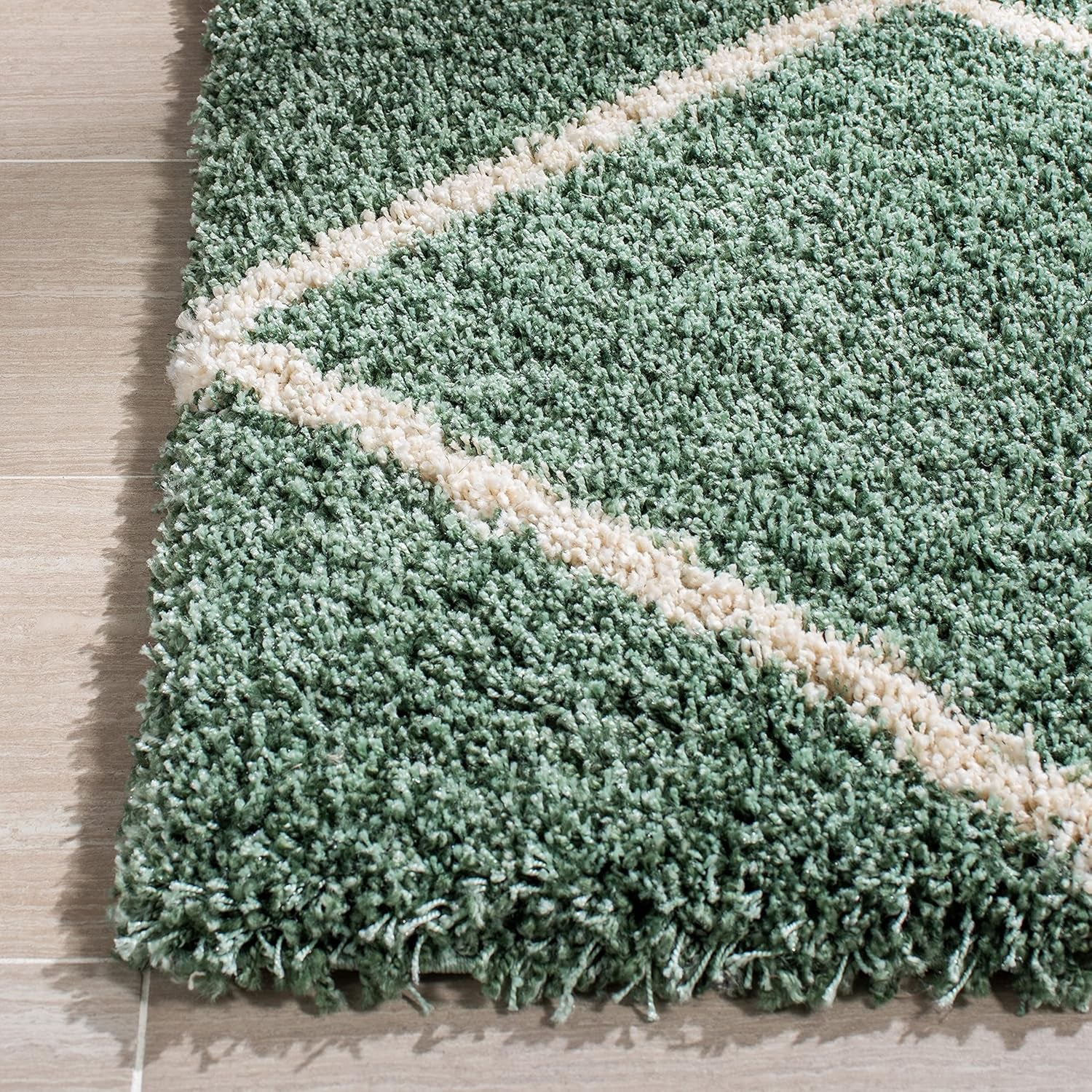Transform Your Space with the Luxurious SAFAVIEH Hudson Shag Area Rug - 7' Square in Green & Ivory, Featuring a Modern Trellis Design, Non-Shedding Comfort, and 2-Inch Thick Plush Pile Perfect for High Traffic Areas!