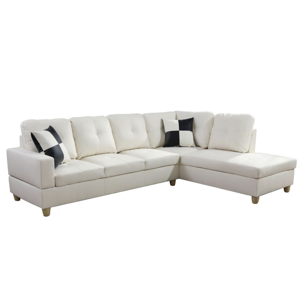 Stylish White L-Shaped Convertible Sectional Sofa for Small Spaces - Perfect for Modern Living Rooms