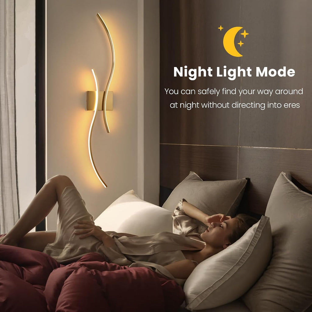 Modern Wall Sconce Set Of, 5CCT Dimmable Indoor Led Wall Sconce Lighting Set of 2, 31.5 Inch Wall Light Fixtures, Gold Led Wall Lamps for Living Room Bedroom Bathroom Hallway