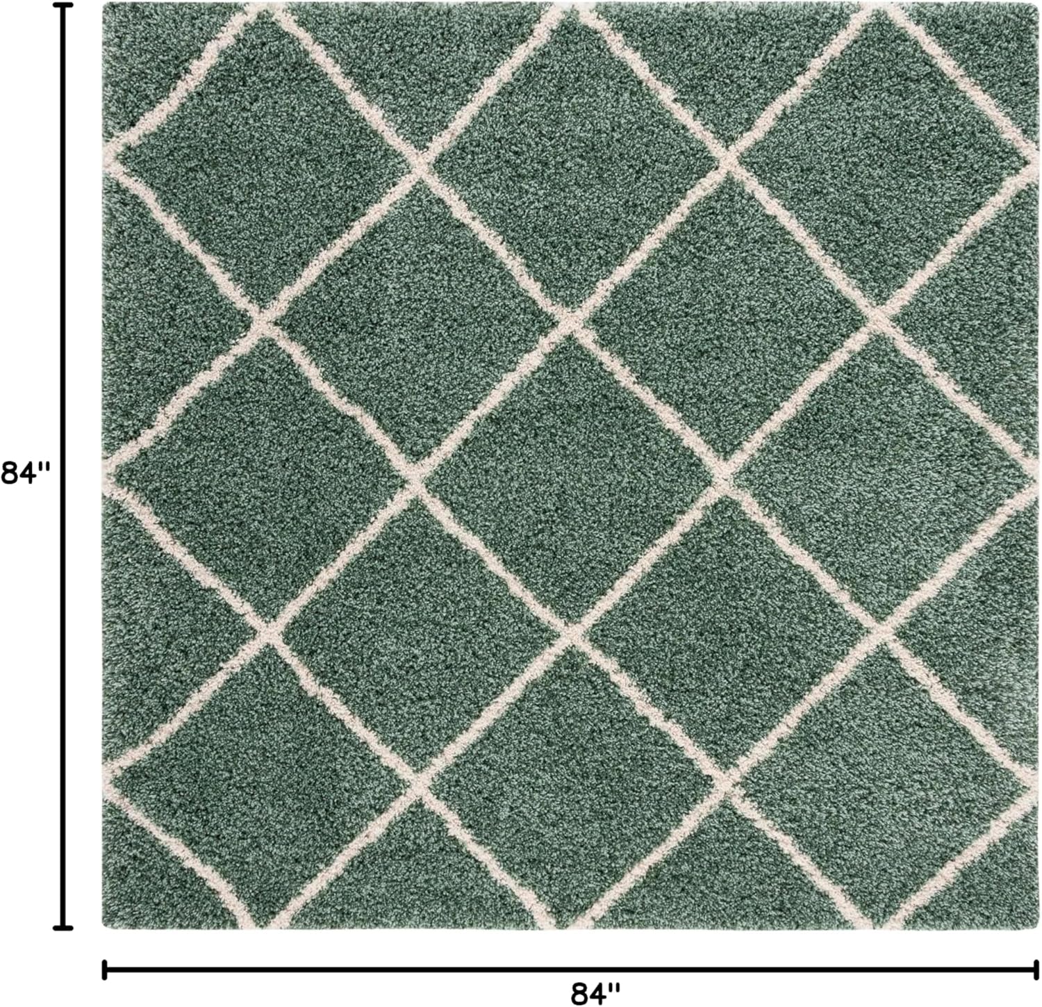 Transform Your Space with the Luxurious SAFAVIEH Hudson Shag Area Rug - 7' Square in Green & Ivory, Featuring a Modern Trellis Design, Non-Shedding Comfort, and 2-Inch Thick Plush Pile Perfect for High Traffic Areas!