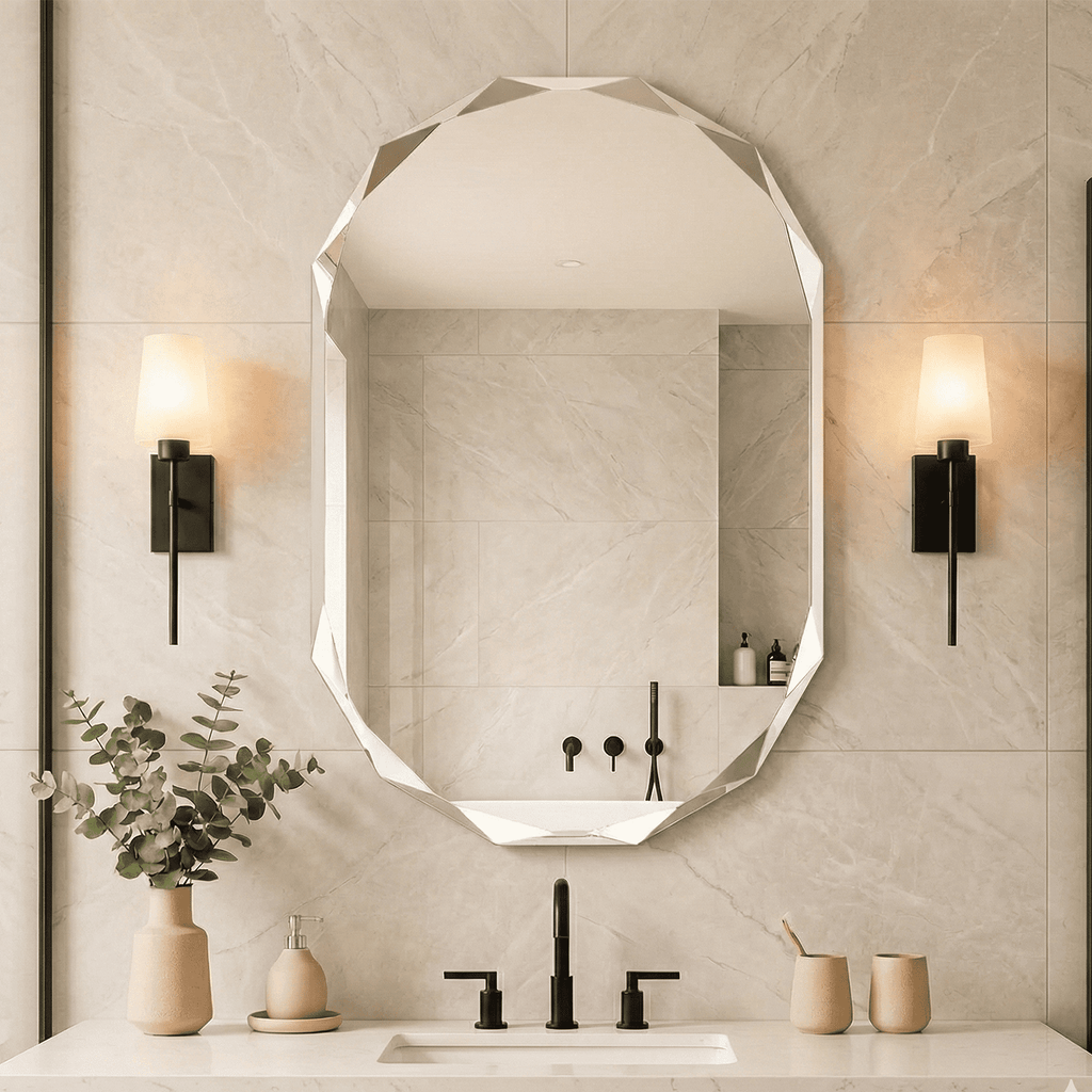 Elevate Your Space with the 36"x24" Frameless Oval Bathroom Mirror - Diamond-Beveled Elegance for Any Room