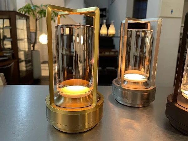 Klarako Crystal Lantern Lamp - Elegant Cordless Rechargeable Light for Bedside & Outdoor Use, Touch Control Dimmable Design - Luxury 2-Pack in Gold