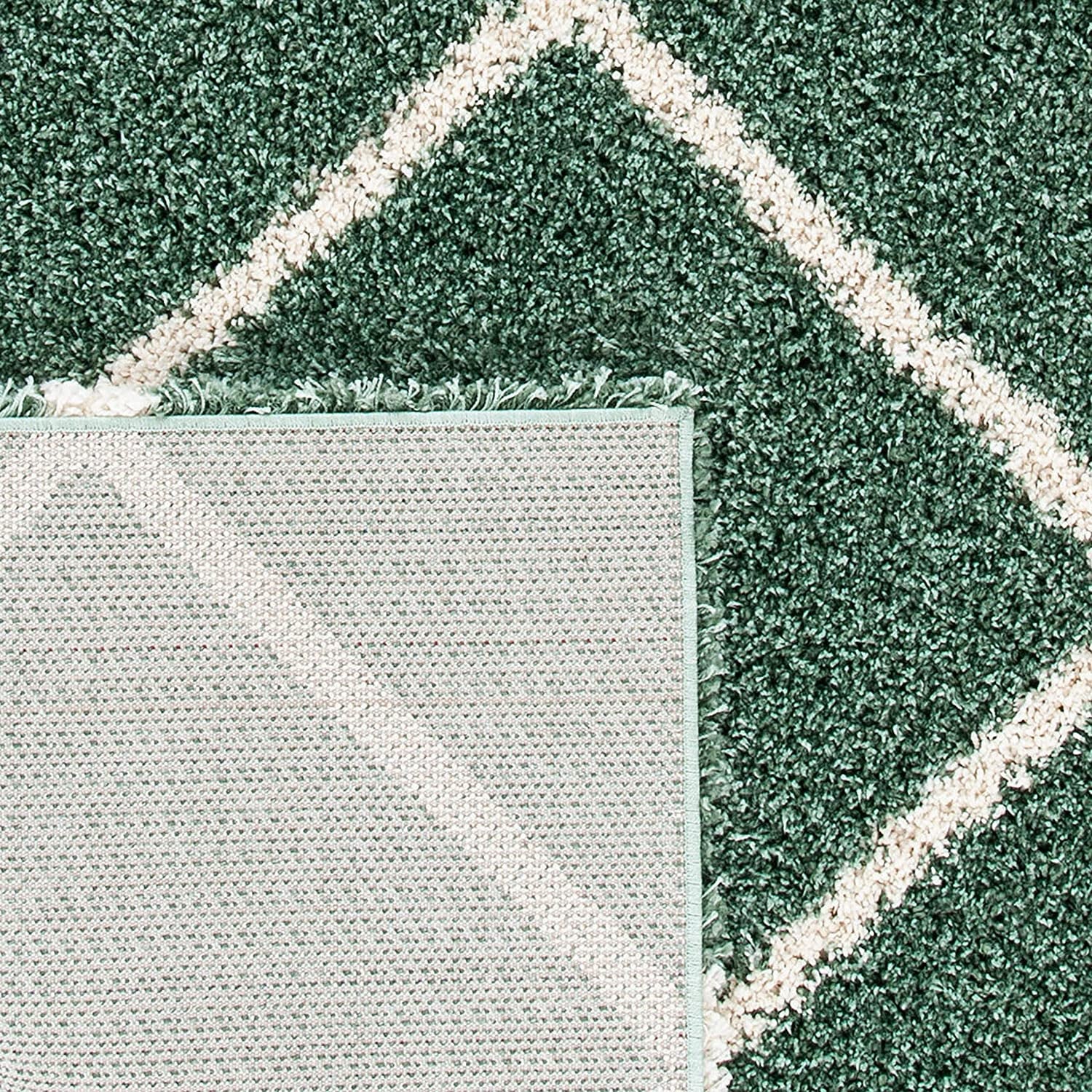 Transform Your Space with the Luxurious SAFAVIEH Hudson Shag Area Rug - 7' Square in Green & Ivory, Featuring a Modern Trellis Design, Non-Shedding Comfort, and 2-Inch Thick Plush Pile Perfect for High Traffic Areas!