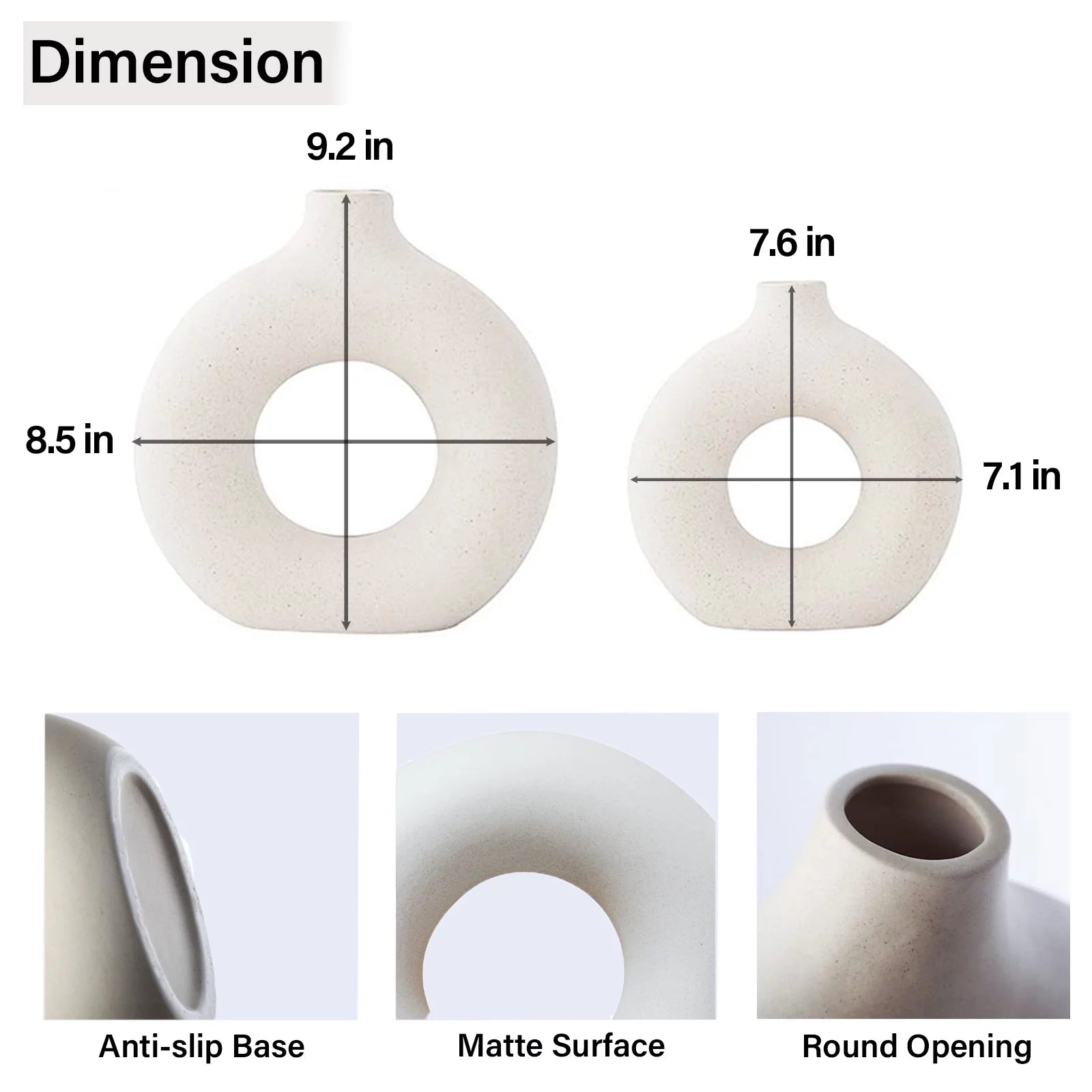 Elevate Your Home Decor with Our Set of 2 Stylish White Ceramic Donut Vases - Perfect for Modern Farmhouse Aesthetics!