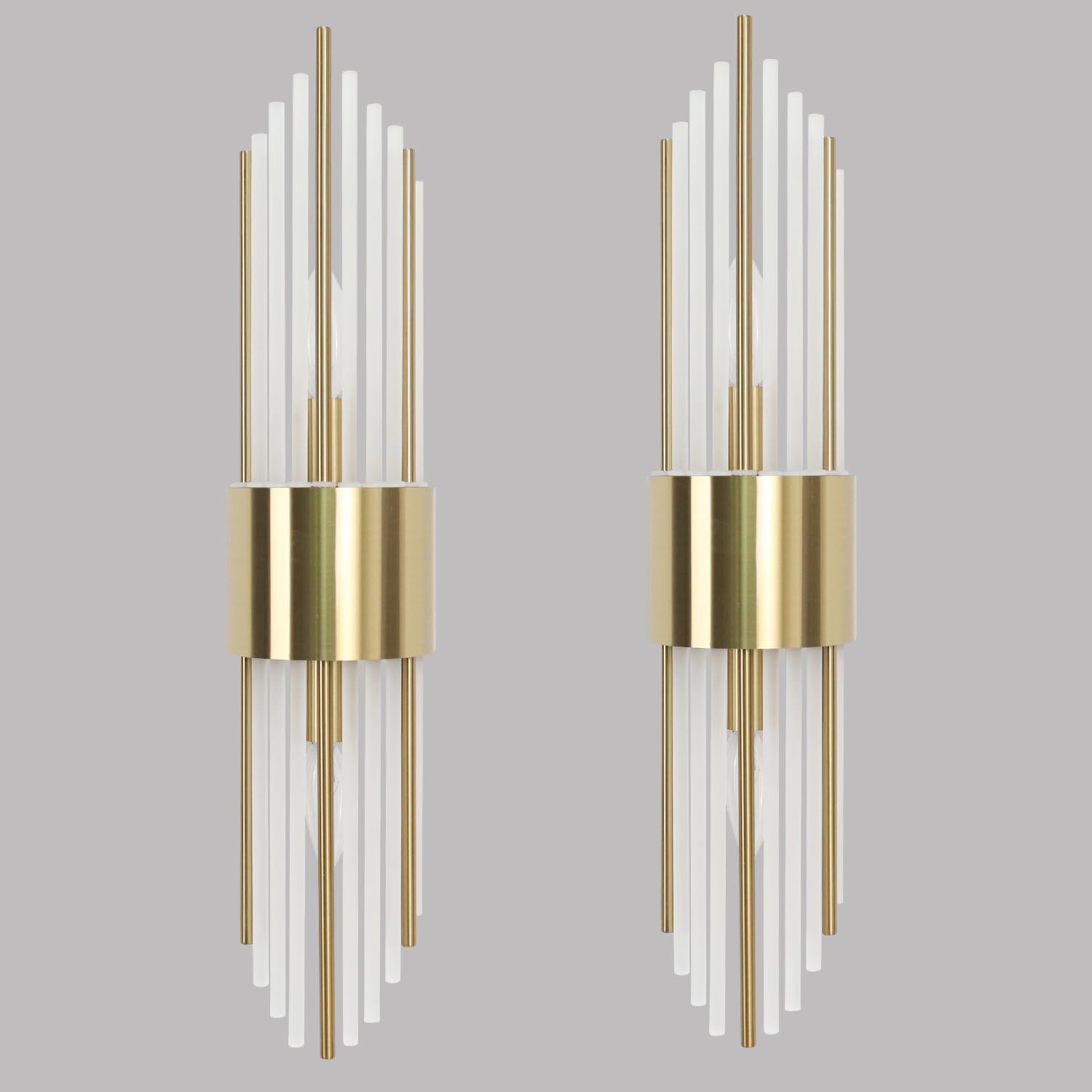 Elevate Your Space with the Luxurious 2-Light Modern Crystal Wall Sconces in Titanium Gold and Frosted Glass - Perfect for Any Room!