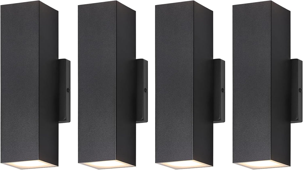 Illuminate Your Outdoors with the Stylish 4-Pack LED Up and Down Wall Sconces – Modern Black Porch Lights for Every Space