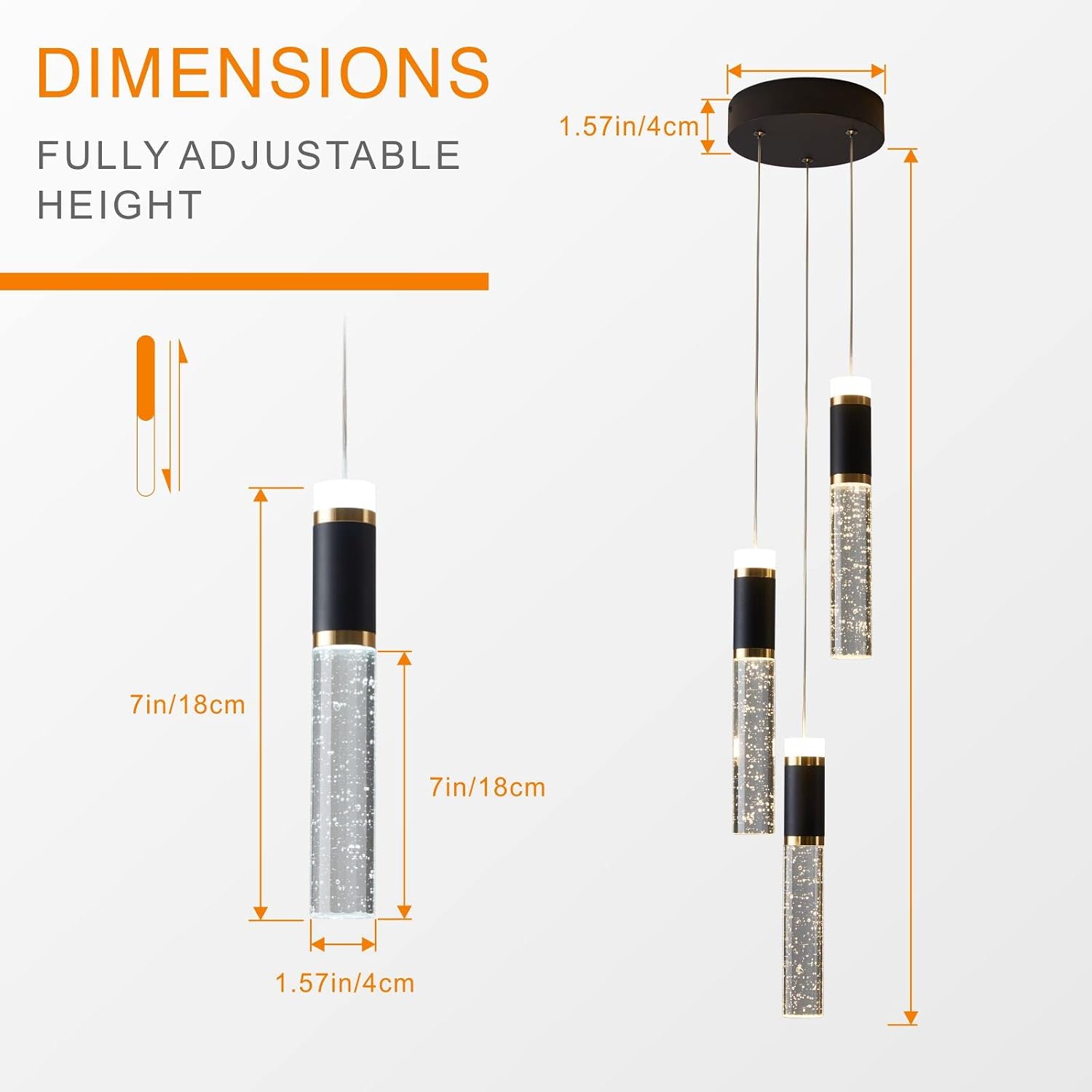 Elevate Your Space with Our 3-Light Adjustable LED Pendant Chandelier - Perfect for Kitchen, Dining Room, and More!