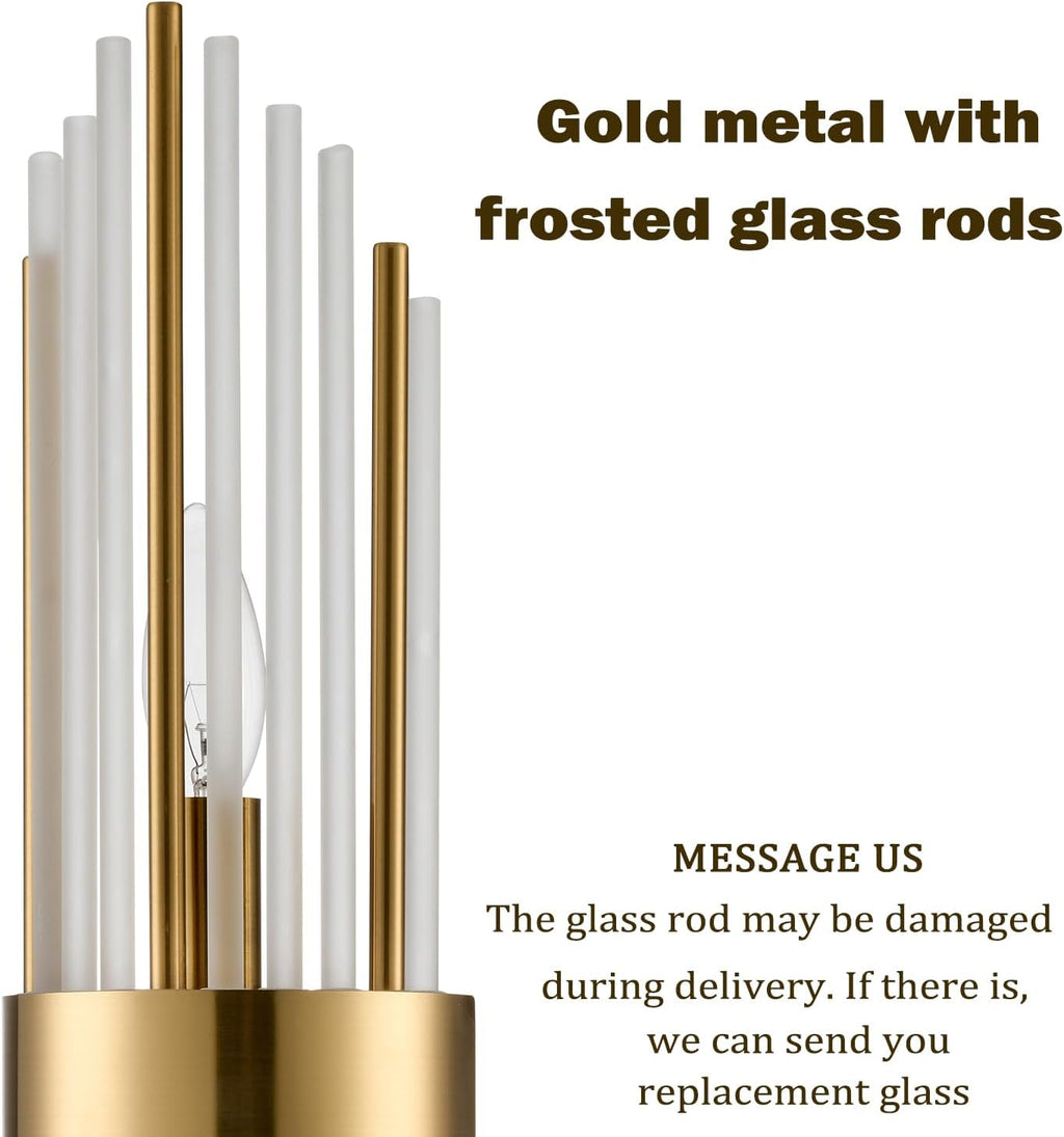 Elevate Your Space with the Luxurious 2-Light Modern Crystal Wall Sconces in Titanium Gold and Frosted Glass - Perfect for Any Room!