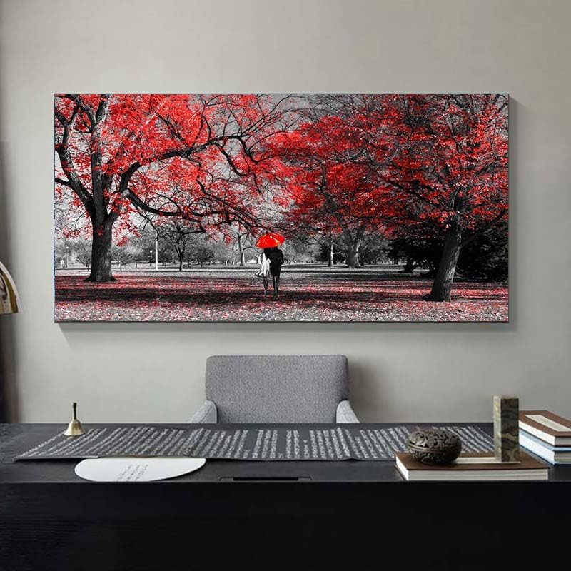 Stunning Framed Canvas Wall Art - Romantic Tree Landscape Painting for Bedroom & Living Room - 30x60 Inches