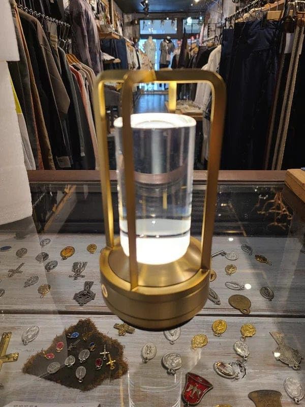 Klarako Crystal Lantern Lamp - Elegant Cordless Rechargeable Light for Bedside & Outdoor Use, Touch Control Dimmable Design - Luxury 2-Pack in Gold