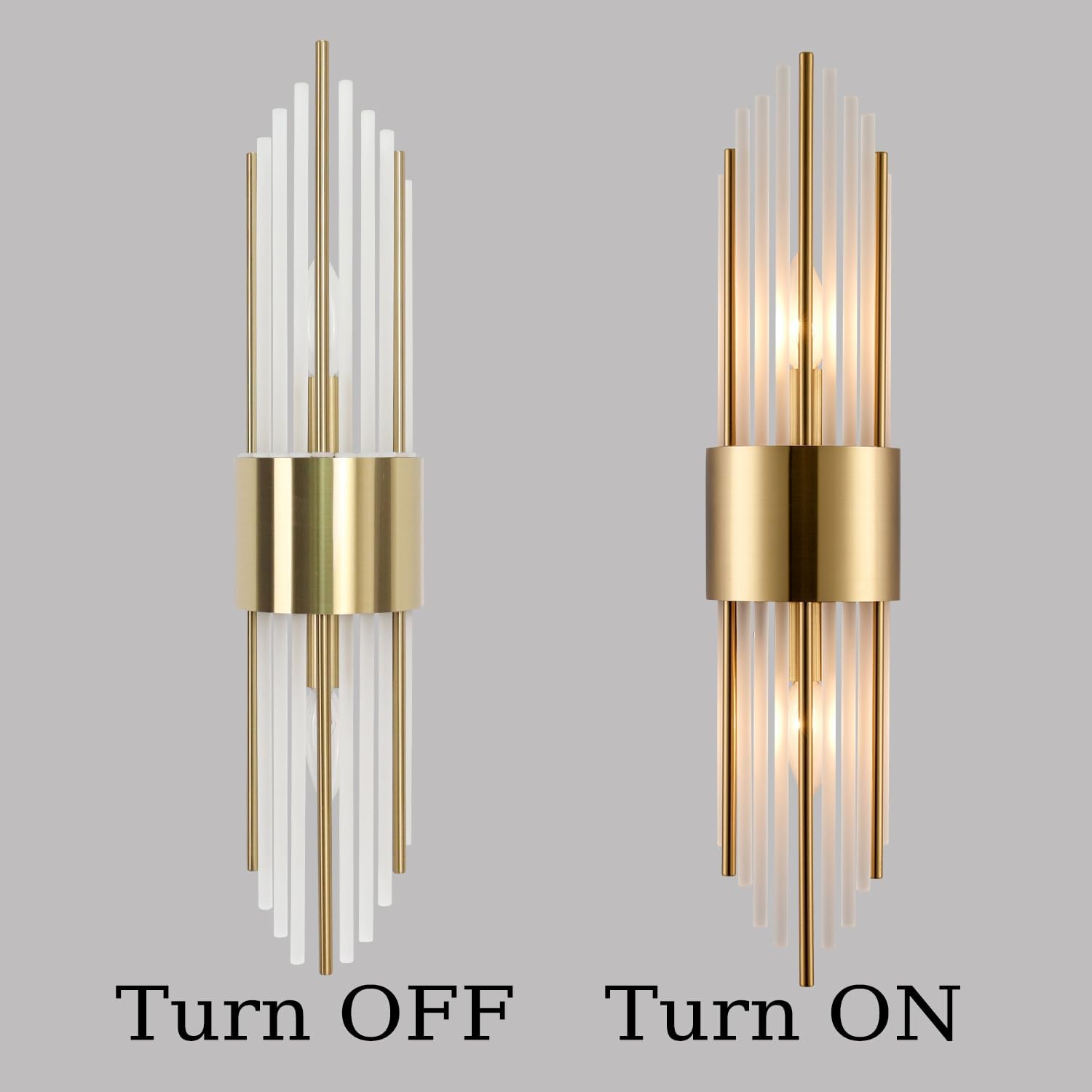 Elevate Your Space with the Luxurious 2-Light Modern Crystal Wall Sconces in Titanium Gold and Frosted Glass - Perfect for Any Room!
