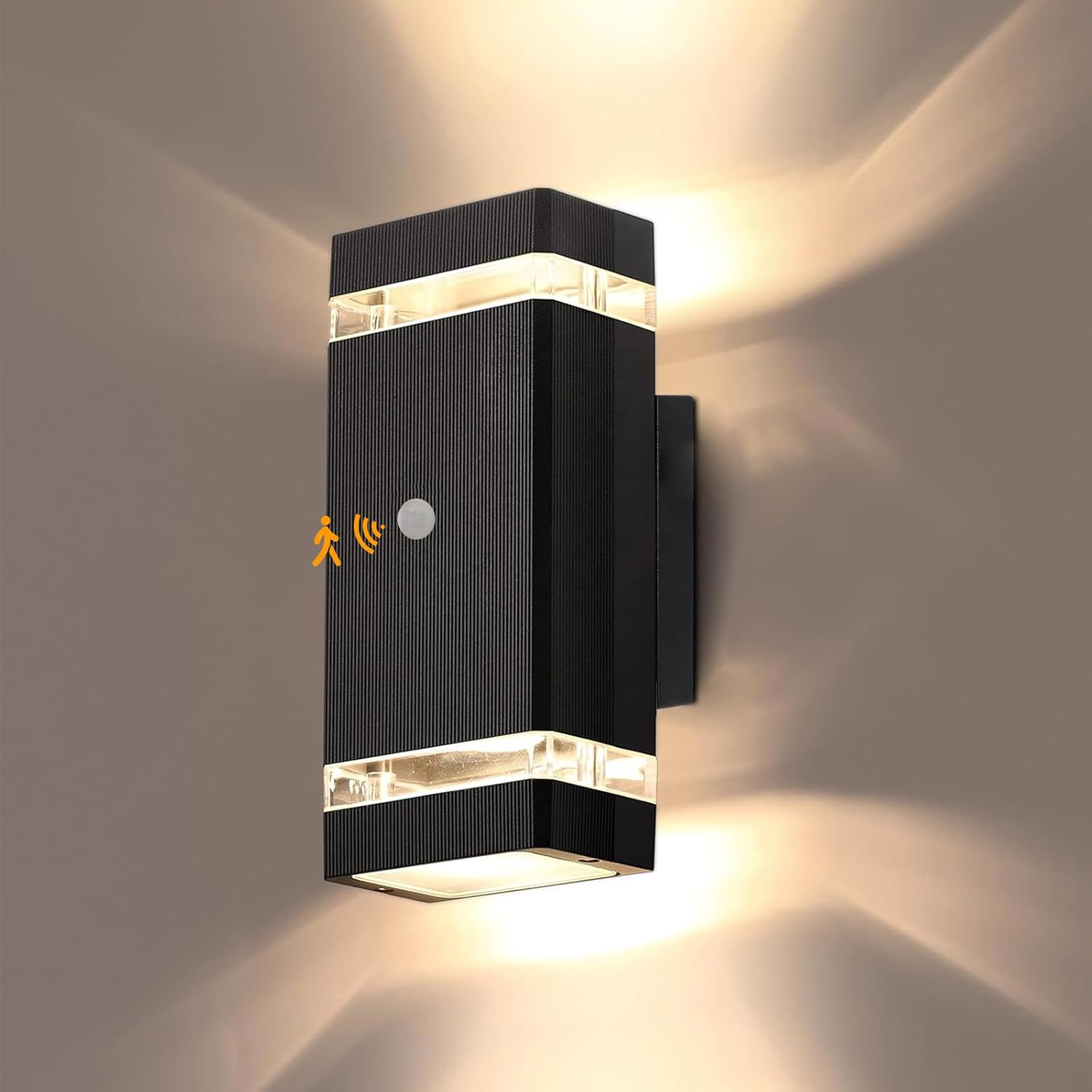 Illuminate Your Outdoors with Motion Sensor Aluminum Wall Lights - Stylish Up & Down Fixture for Garages, Porches, and Doorways