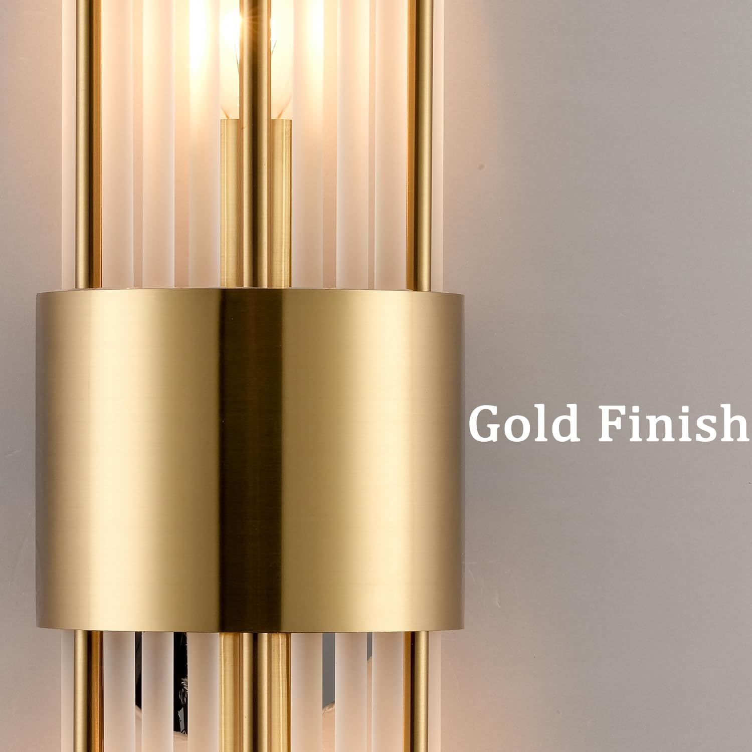 Elevate Your Space with the Luxurious 2-Light Modern Crystal Wall Sconces in Titanium Gold and Frosted Glass - Perfect for Any Room!