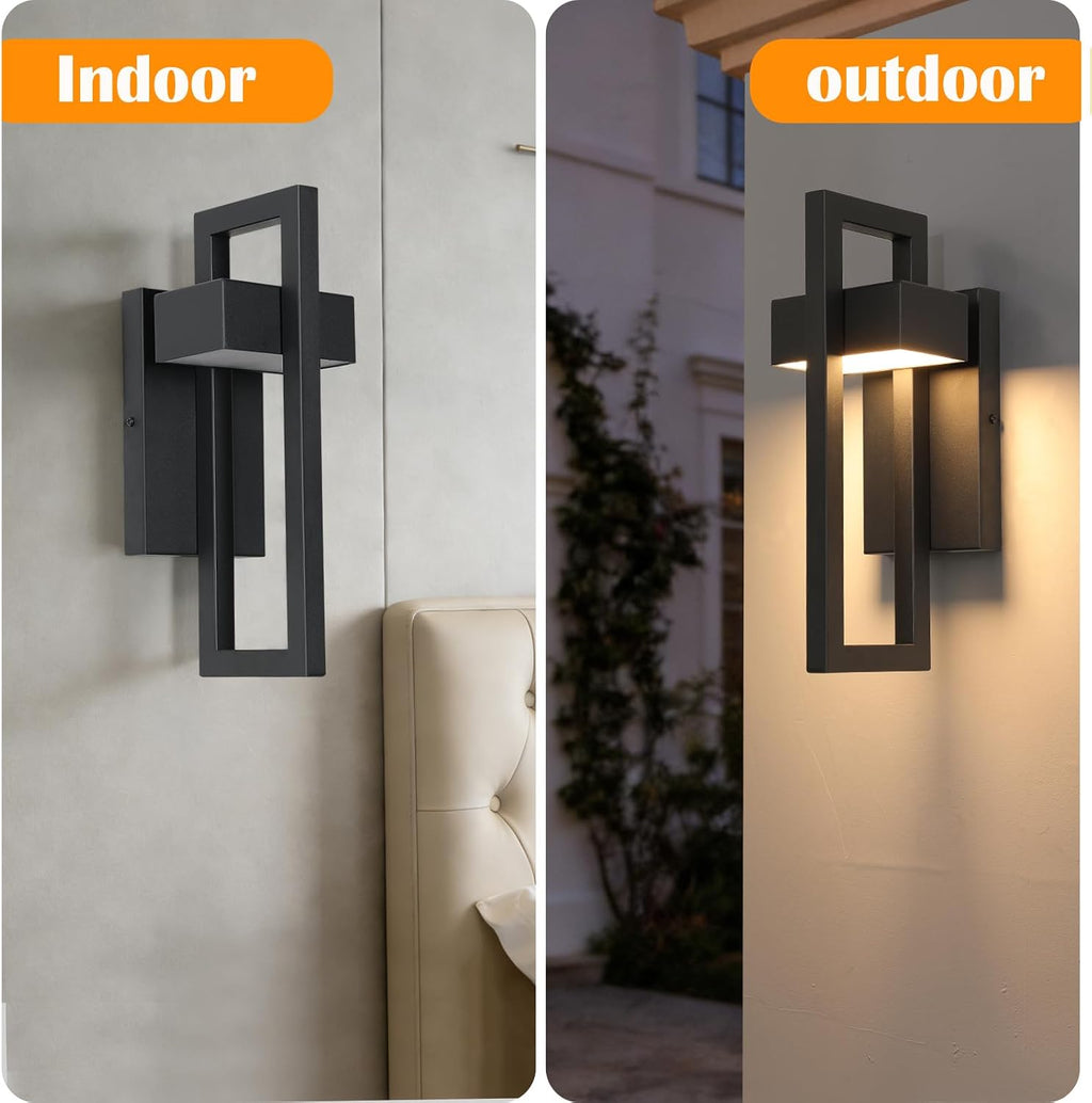 Illuminate Your Outdoors with Large Waterproof LED Modern Patio Lights - Matte Black Finish, Warm White Glow, Perfect for Garages and Porches
