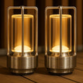 Klarako Crystal Lantern Lamp - Elegant Cordless Rechargeable Light for Bedside & Outdoor Use, Touch Control Dimmable Design - Luxury 2-Pack in Gold