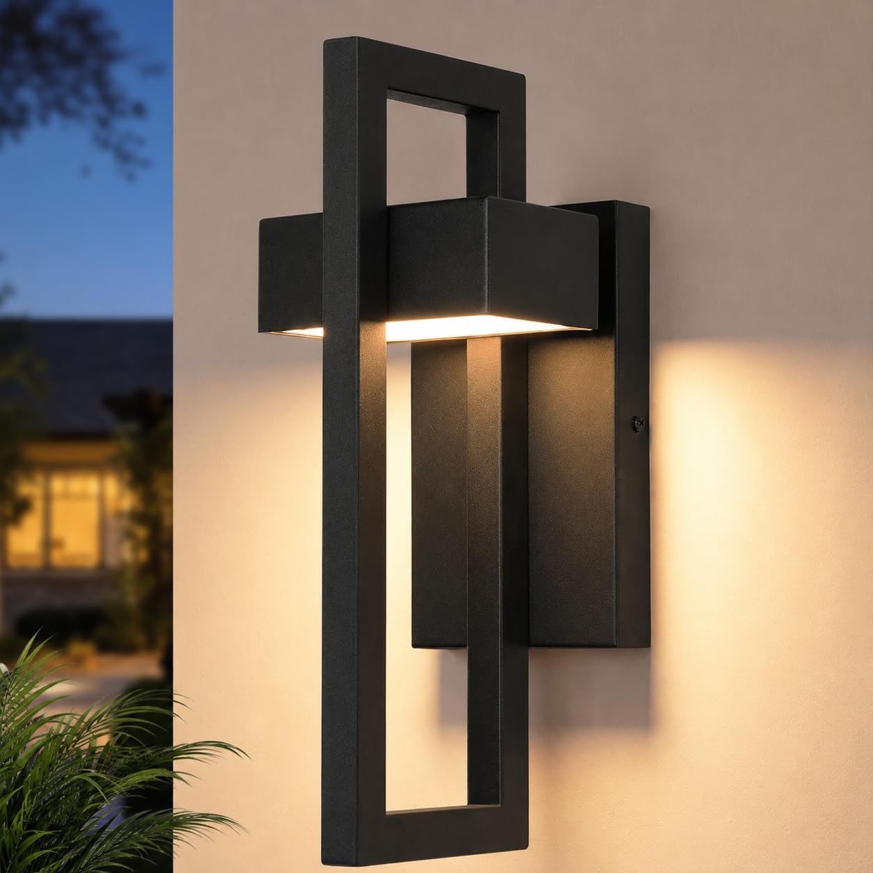 Illuminate Your Outdoors with Large Waterproof LED Modern Patio Lights - Matte Black Finish, Warm White Glow, Perfect for Garages and Porches