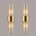 Elevate Your Space with the Luxurious 2-Light Modern Crystal Wall Sconces in Titanium Gold and Frosted Glass - Perfect for Any Room!