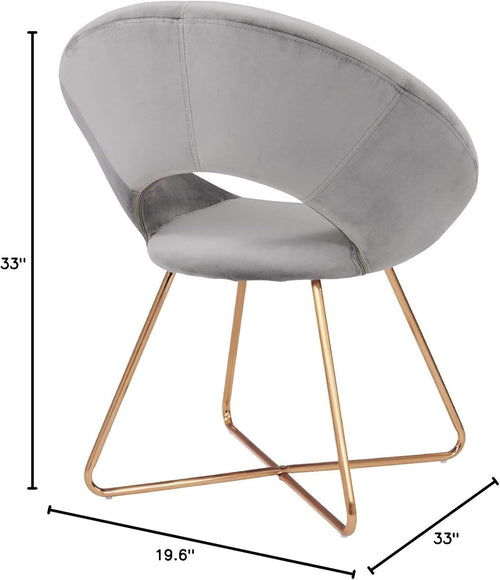 Luxurious Grey Velvet Accent Chair with Golden Metal Frame – Stylish Mid-Century Lounge Sofa for Relaxation