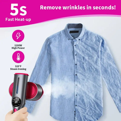Dr.Flash Portable Garment Steamer - Fast Heating, 7 Modes & LED Display for Effortless Travel Ironing