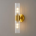 Wall Sconces Set of Two, Bathroom Light Fixtures 2-Light, Modern Vanity Light for Bathroom, Wall Light with Glass Rods Shades for Mirror Bedroom Hallway (Brushed Brass)