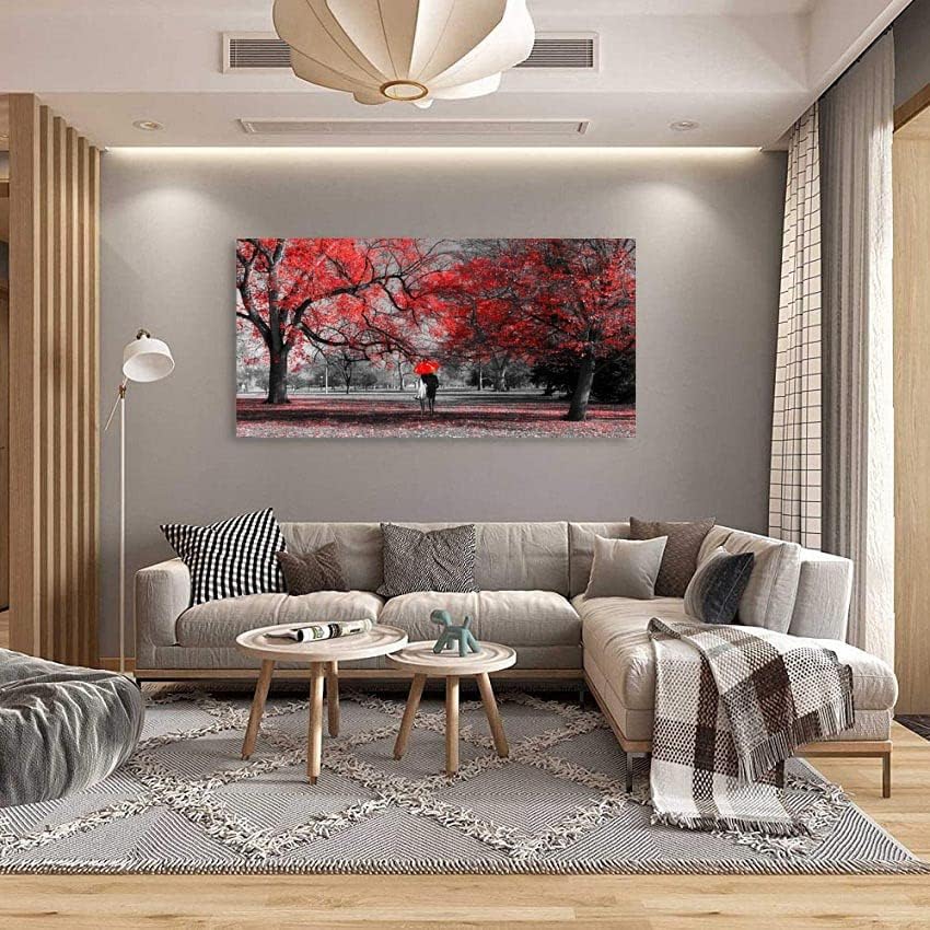 Stunning Framed Canvas Wall Art - Romantic Tree Landscape Painting for Bedroom & Living Room - 30x60 Inches