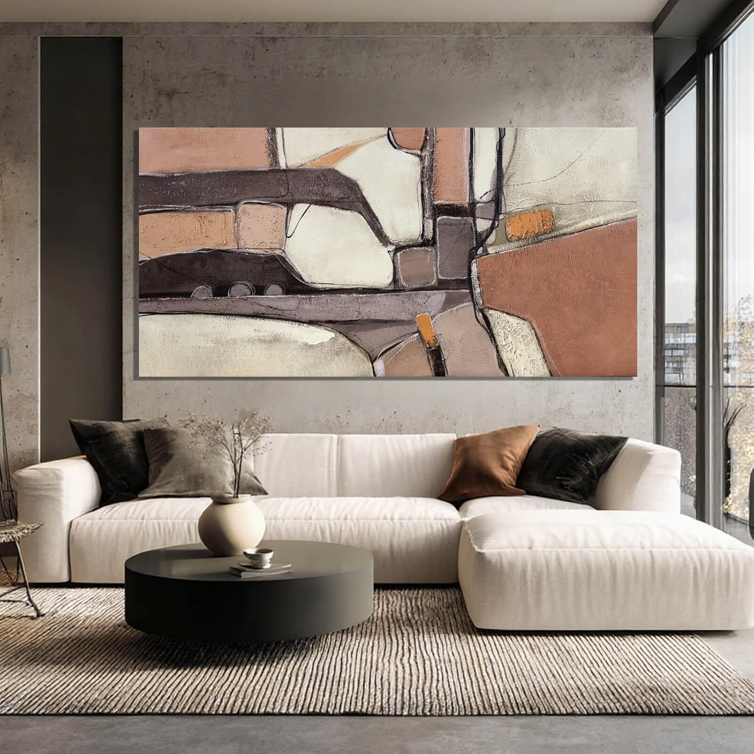 Elevate Your Space with Stunning Large Grey Abstract Canvas Art - Perfect for Living Rooms, Bedrooms, and Offices, 24" x 48"