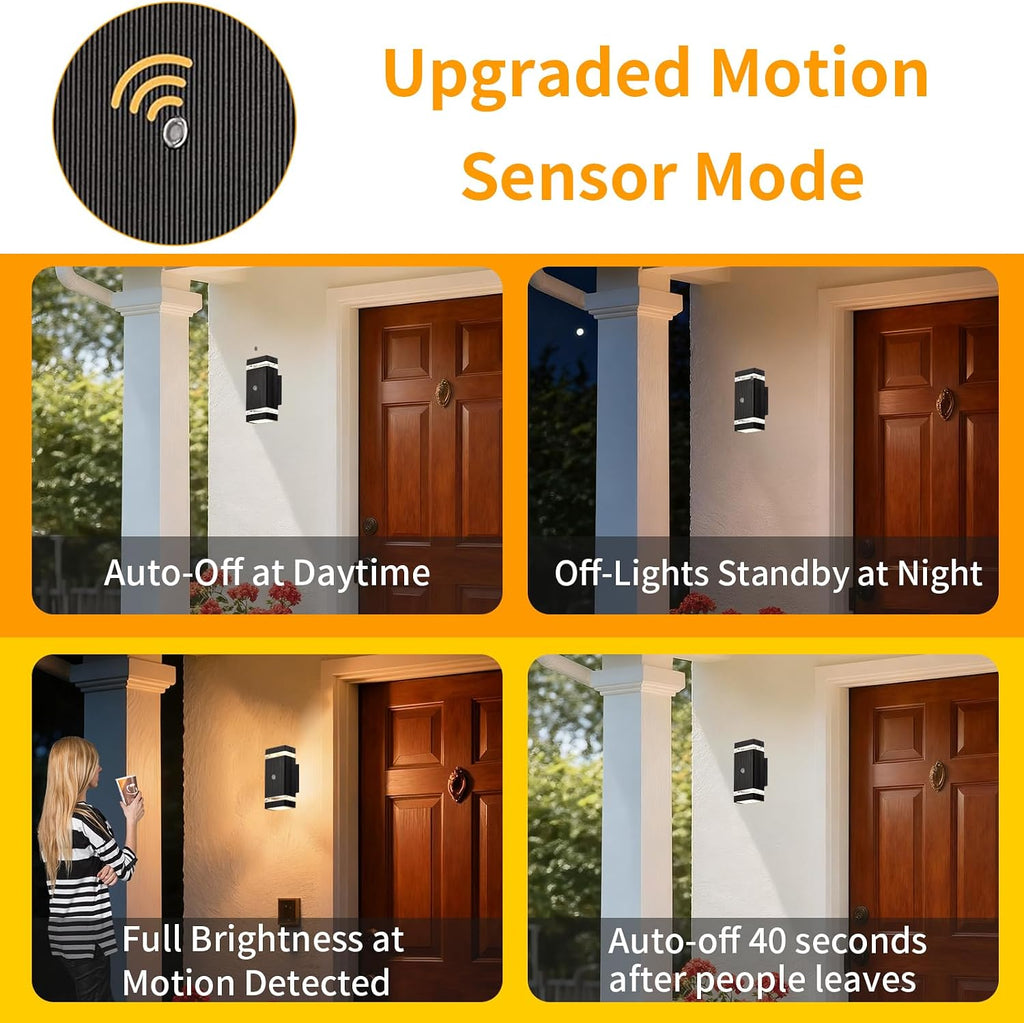 Illuminate Your Outdoors with Motion Sensor Aluminum Wall Lights - Stylish Up & Down Fixture for Garages, Porches, and Doorways