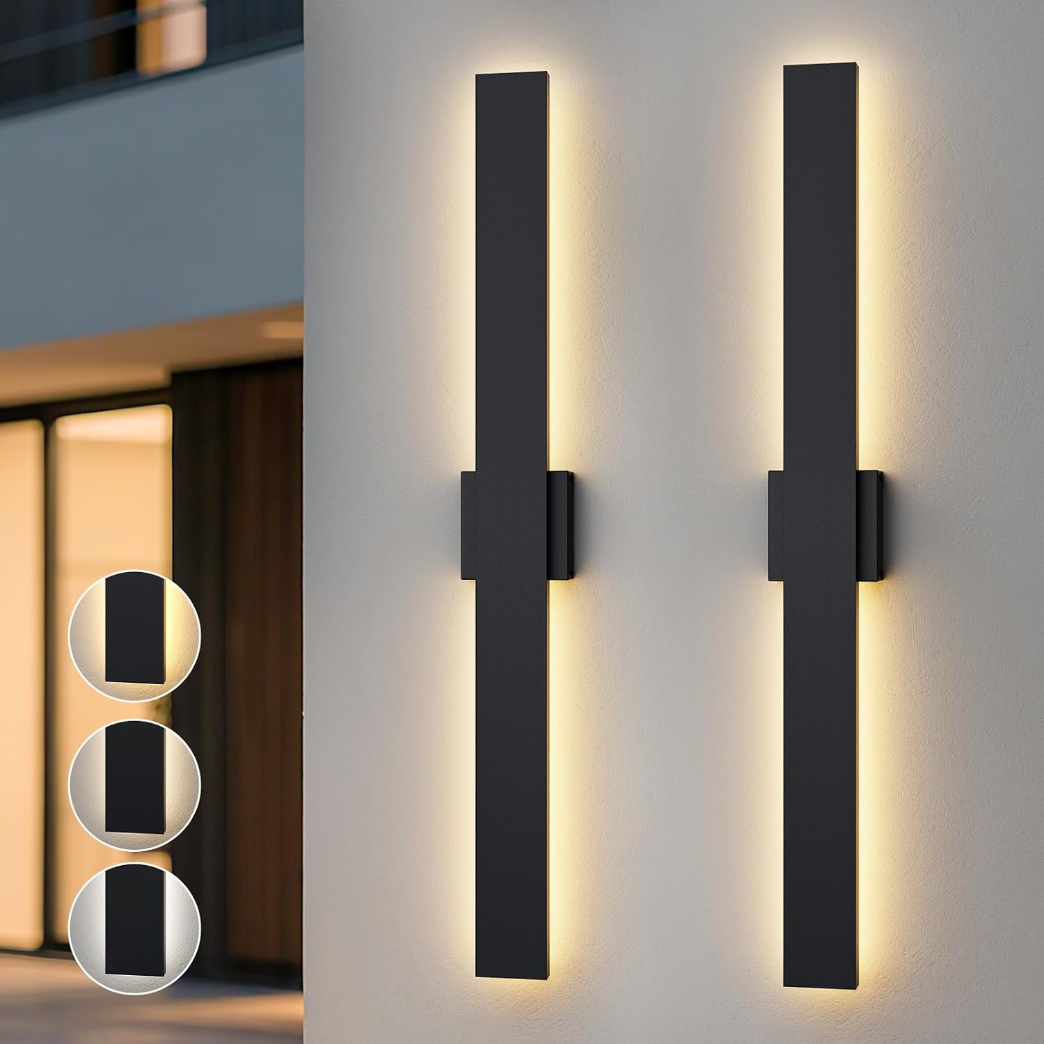 Illuminate Your Outdoors with the 2 Pack Dimmable LED Modern Wall Lights - 3 Color Temperature Options for Perfect Ambiance, Waterproof & Stylish 57.5In Fixtures for Patios, Garages, and More!