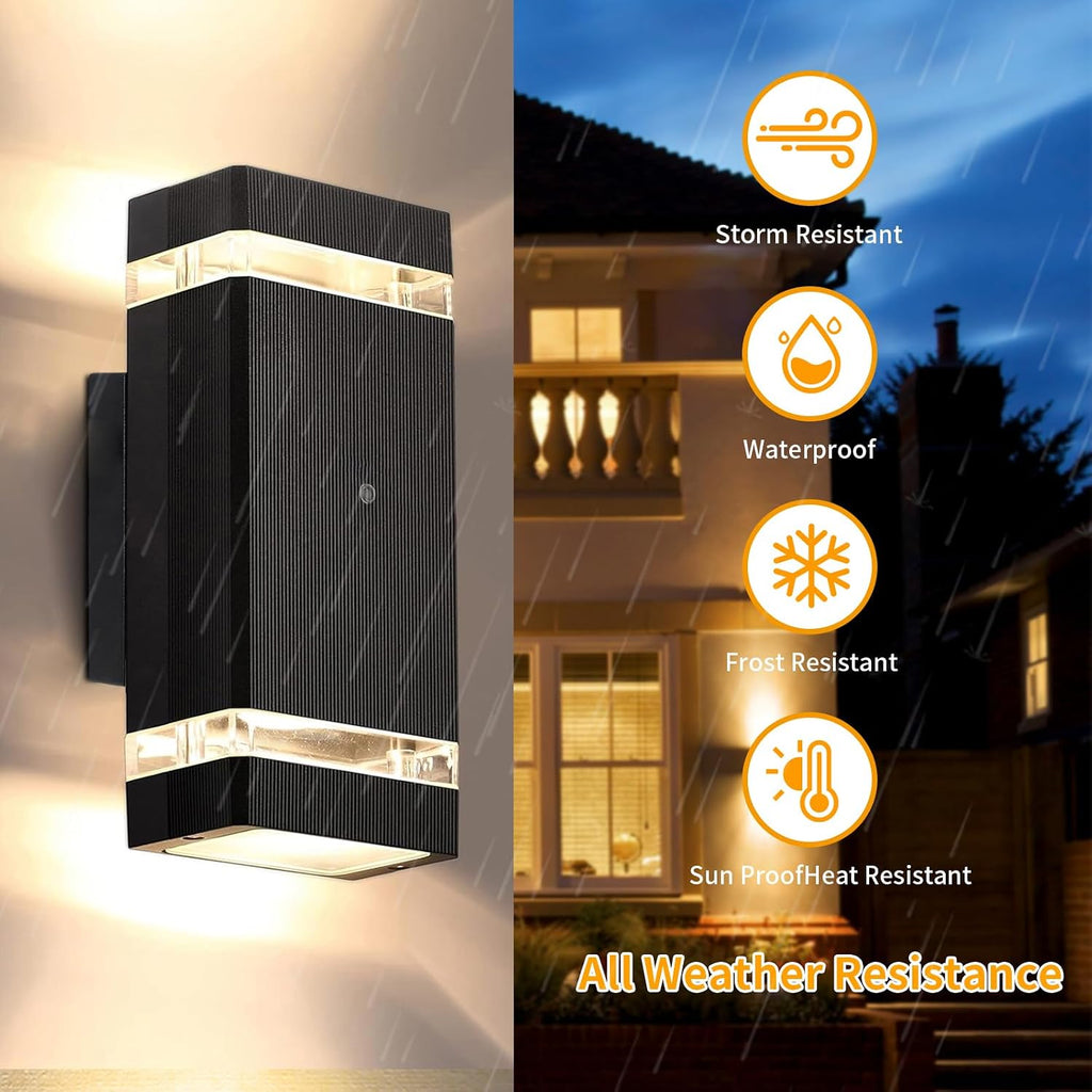 Illuminate Your Outdoors with Motion Sensor Aluminum Wall Lights - Stylish Up & Down Fixture for Garages, Porches, and Doorways