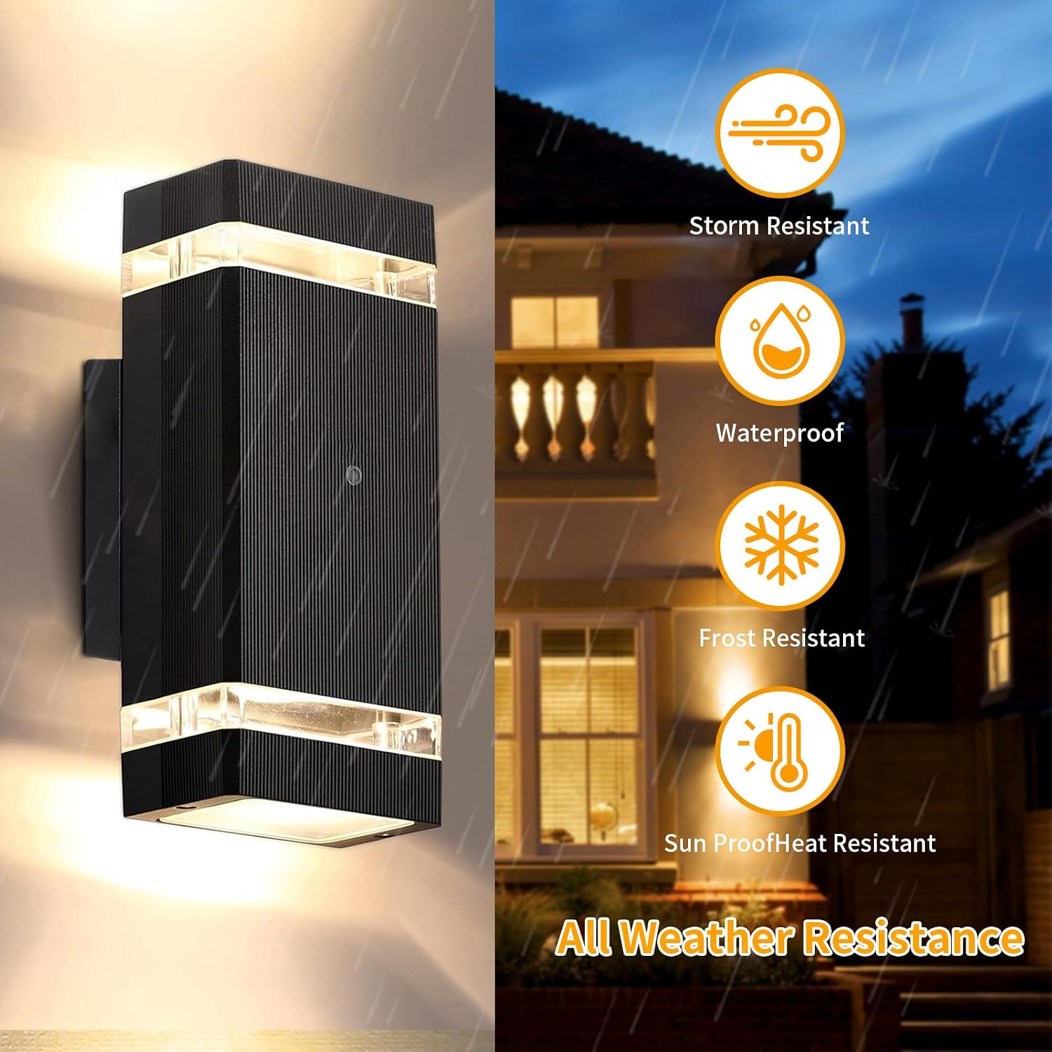 Illuminate Your Outdoors with Motion Sensor Aluminum Wall Lights - Stylish Up & Down Fixture for Garages, Porches, and Doorways