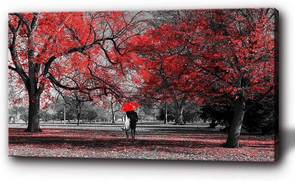 Stunning Framed Canvas Wall Art - Romantic Tree Landscape Painting for Bedroom & Living Room - 30x60 Inches