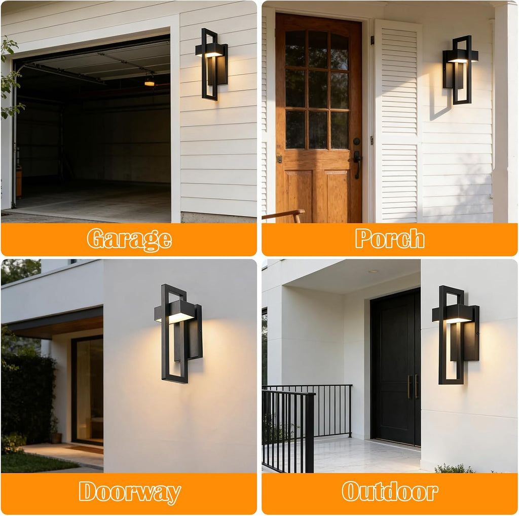 Illuminate Your Outdoors with Large Waterproof LED Modern Patio Lights - Matte Black Finish, Warm White Glow, Perfect for Garages and Porches