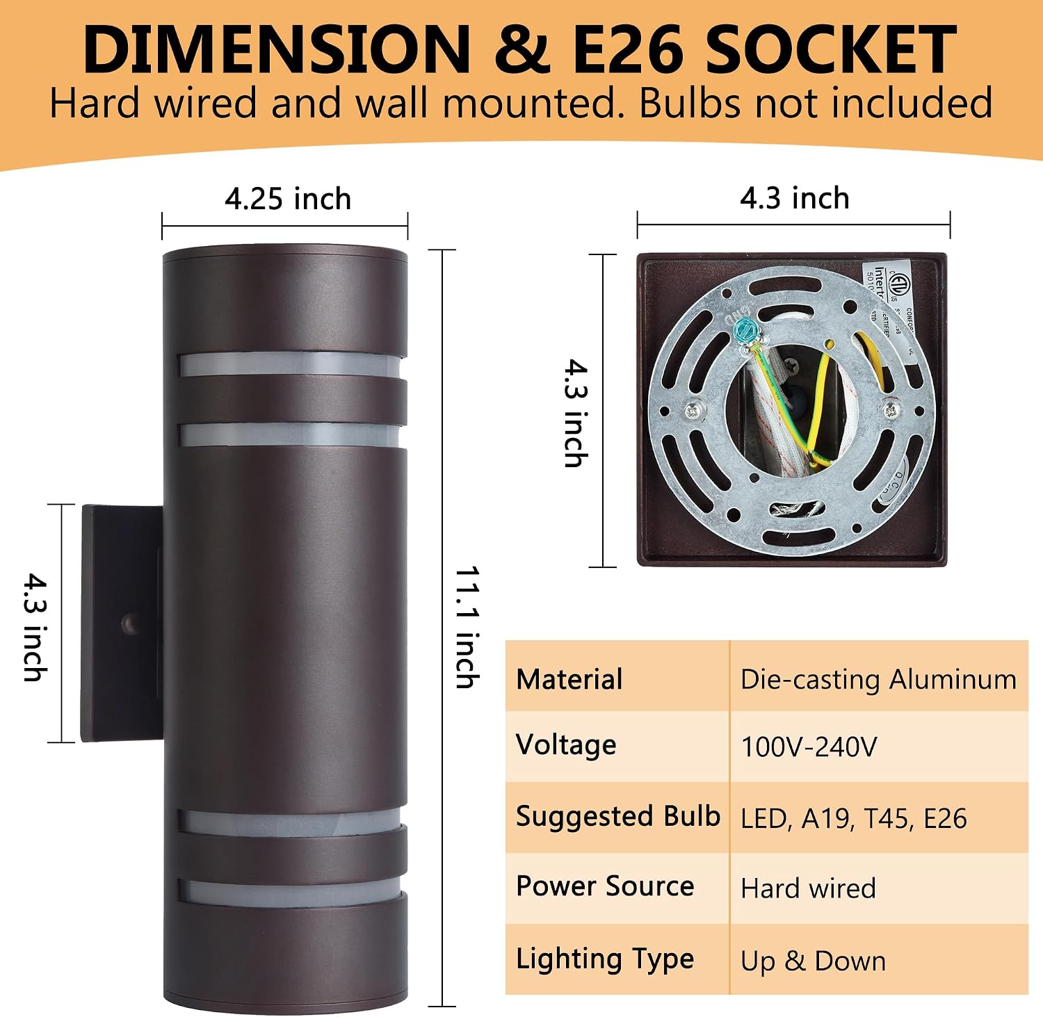 Stylish Waterproof Outdoor Wall Lights - 2 Pack Modern Bronze Fixtures for Entryway, Garage, and Patio