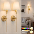 Illuminate Your Space with Our Set of 2 Battery Operated Wall Sconces - Stylish Gold Design with Wireless Remote Control and Adjustable Brightness