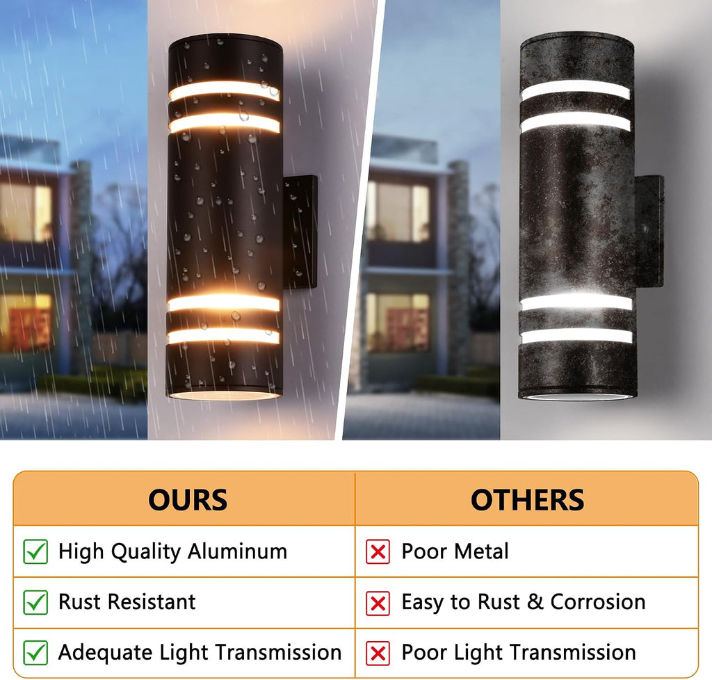 Stylish Waterproof Outdoor Wall Lights - 2 Pack Modern Bronze Fixtures for Entryway, Garage, and Patio