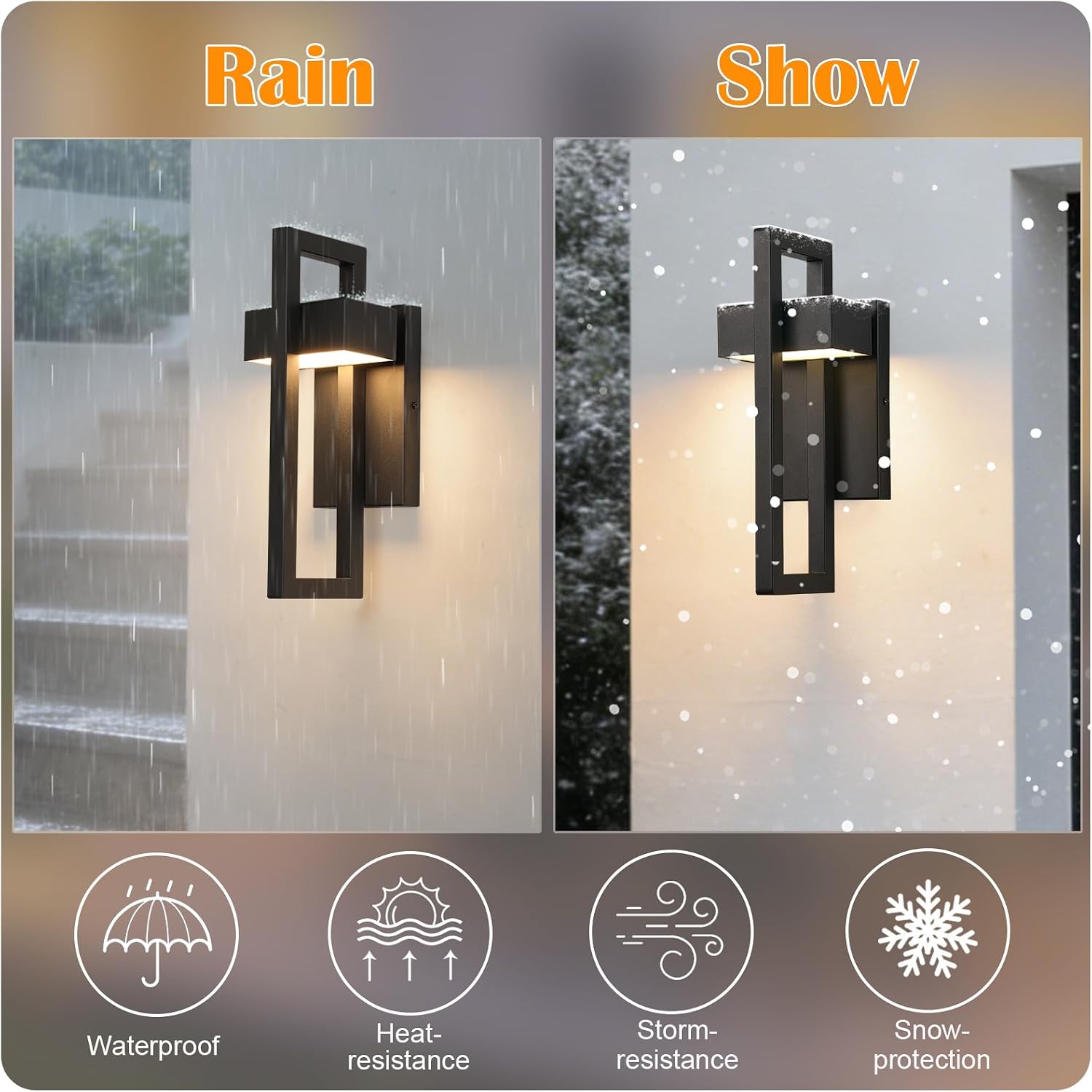 Illuminate Your Outdoors with Large Waterproof LED Modern Patio Lights - Matte Black Finish, Warm White Glow, Perfect for Garages and Porches