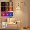 Stylish 71" Bohemian Arc Floor Lamp with RGB Color Changing LED and Magnetic Remote - Perfect for Any Room!