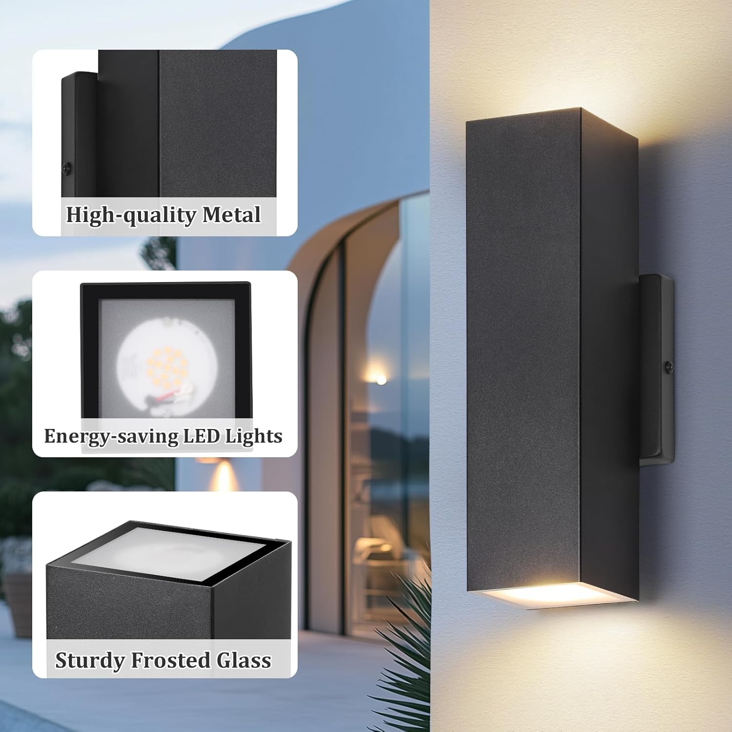 Illuminate Your Outdoors with the Stylish 4-Pack LED Up and Down Wall Sconces – Modern Black Porch Lights for Every Space