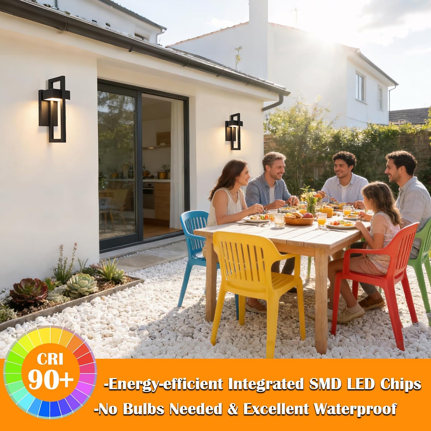 Illuminate Your Outdoors with Large Waterproof LED Modern Patio Lights - Matte Black Finish, Warm White Glow, Perfect for Garages and Porches