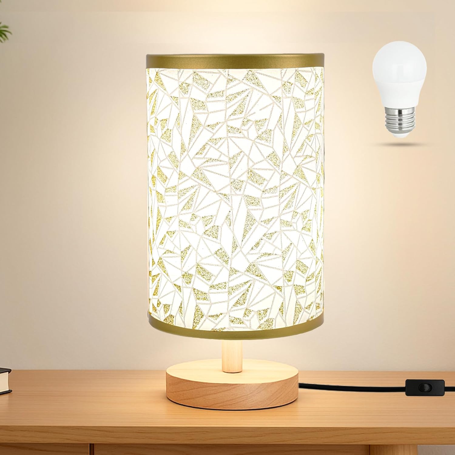 Chic Rose Gold Desk Lamp with Flaxen Shade - Perfect for Bedrooms, Offices, and Nightstands