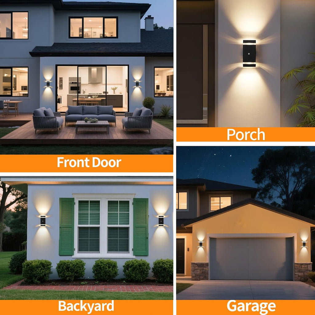 Illuminate Your Outdoors with Motion Sensor Aluminum Wall Lights - Stylish Up & Down Fixture for Garages, Porches, and Doorways