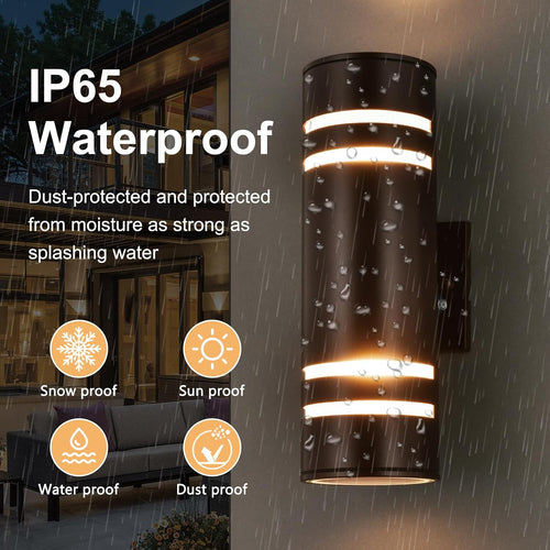 Stylish Waterproof Outdoor Wall Lights - 2 Pack Modern Bronze Fixtures for Entryway, Garage, and Patio