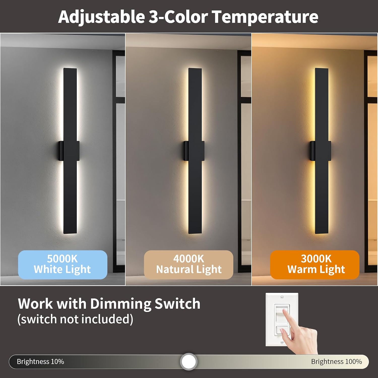 Illuminate Your Outdoors with the 2 Pack Dimmable LED Modern Wall Lights - 3 Color Temperature Options for Perfect Ambiance, Waterproof & Stylish 57.5In Fixtures for Patios, Garages, and More!
