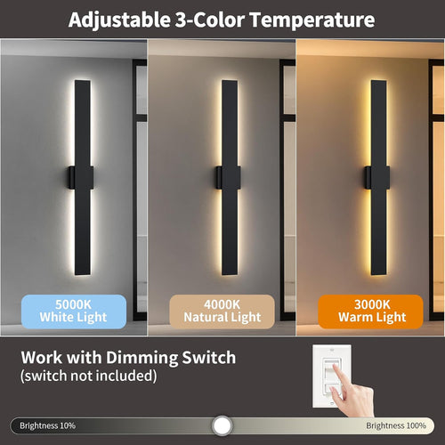 Illuminate Your Outdoors with the 2 Pack Dimmable LED Modern Wall Lights - 3 Color Temperature Options for Perfect Ambiance, Waterproof & Stylish 57.5In Fixtures for Patios, Garages, and More!