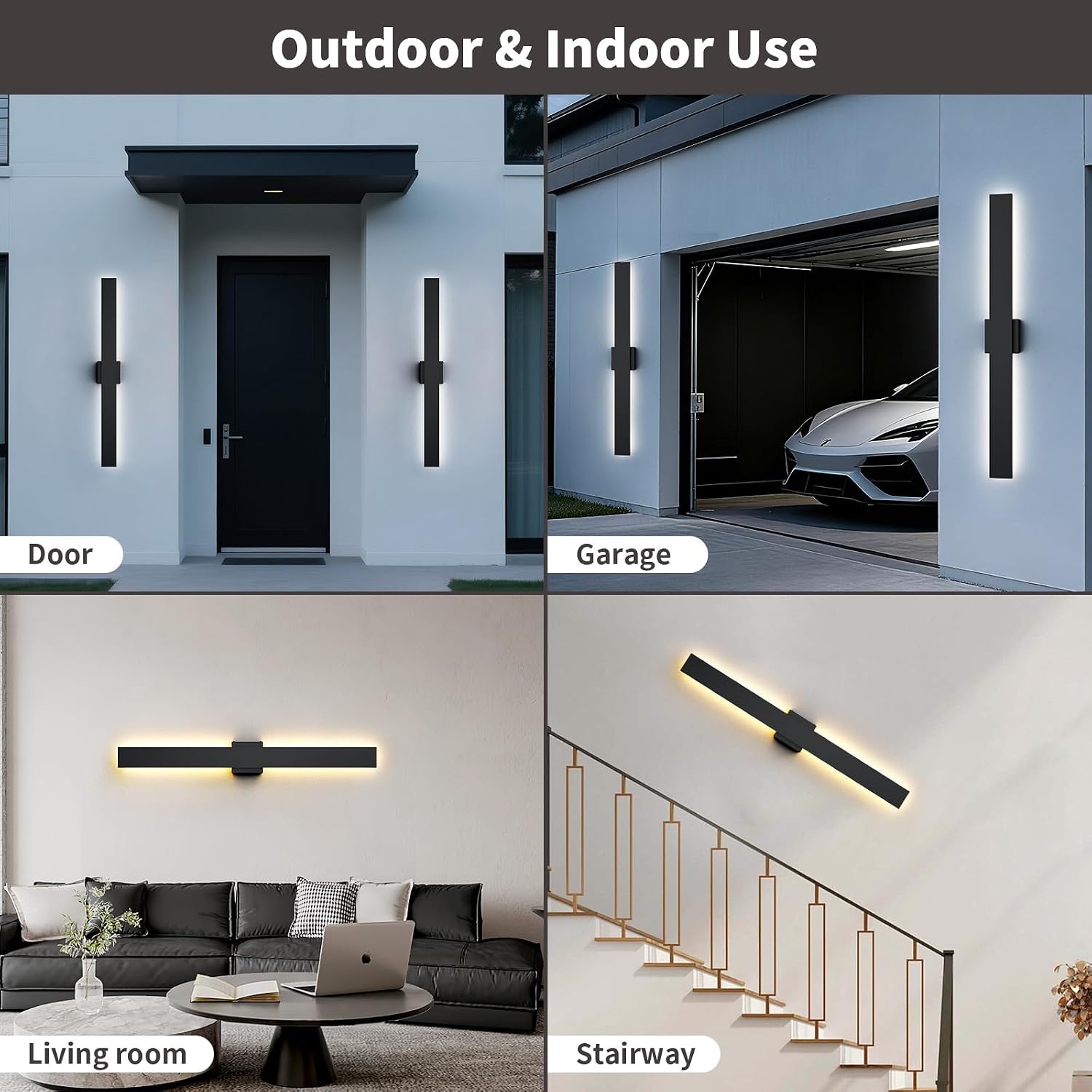 Illuminate Your Outdoors with the 2 Pack Dimmable LED Modern Wall Lights - 3 Color Temperature Options for Perfect Ambiance, Waterproof & Stylish 57.5In Fixtures for Patios, Garages, and More!