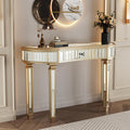 Stylish 47-Inch Mirrored Console Table with Crystal Knob - Modern Glam Entryway Table for Living Room and Hallway
