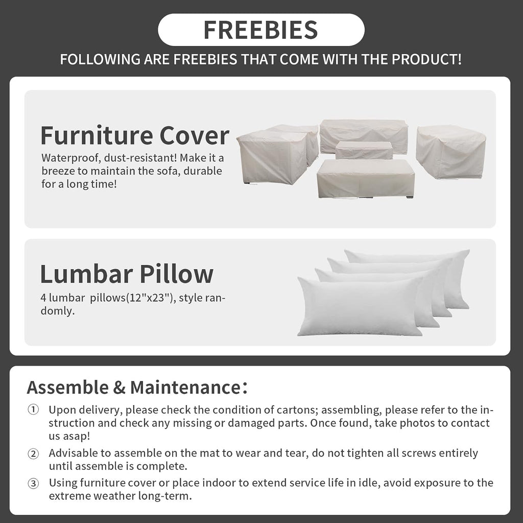 Luxurious 7-Piece Modern Patio Furniture Set with Stylish Light Grey Cushions and Convenient Storage Table
