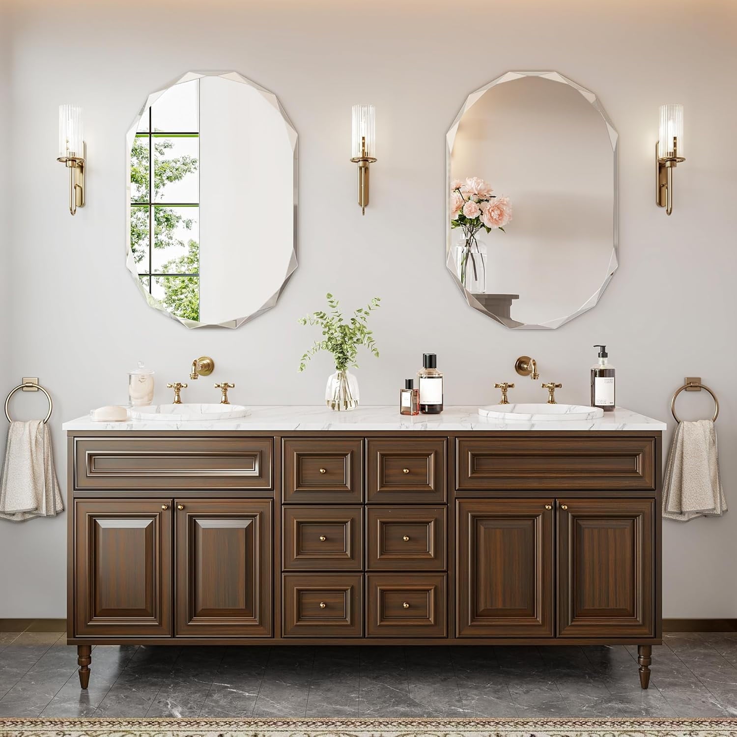 Elevate Your Space with the 36"x24" Frameless Oval Bathroom Mirror - Diamond-Beveled Elegance for Any Room